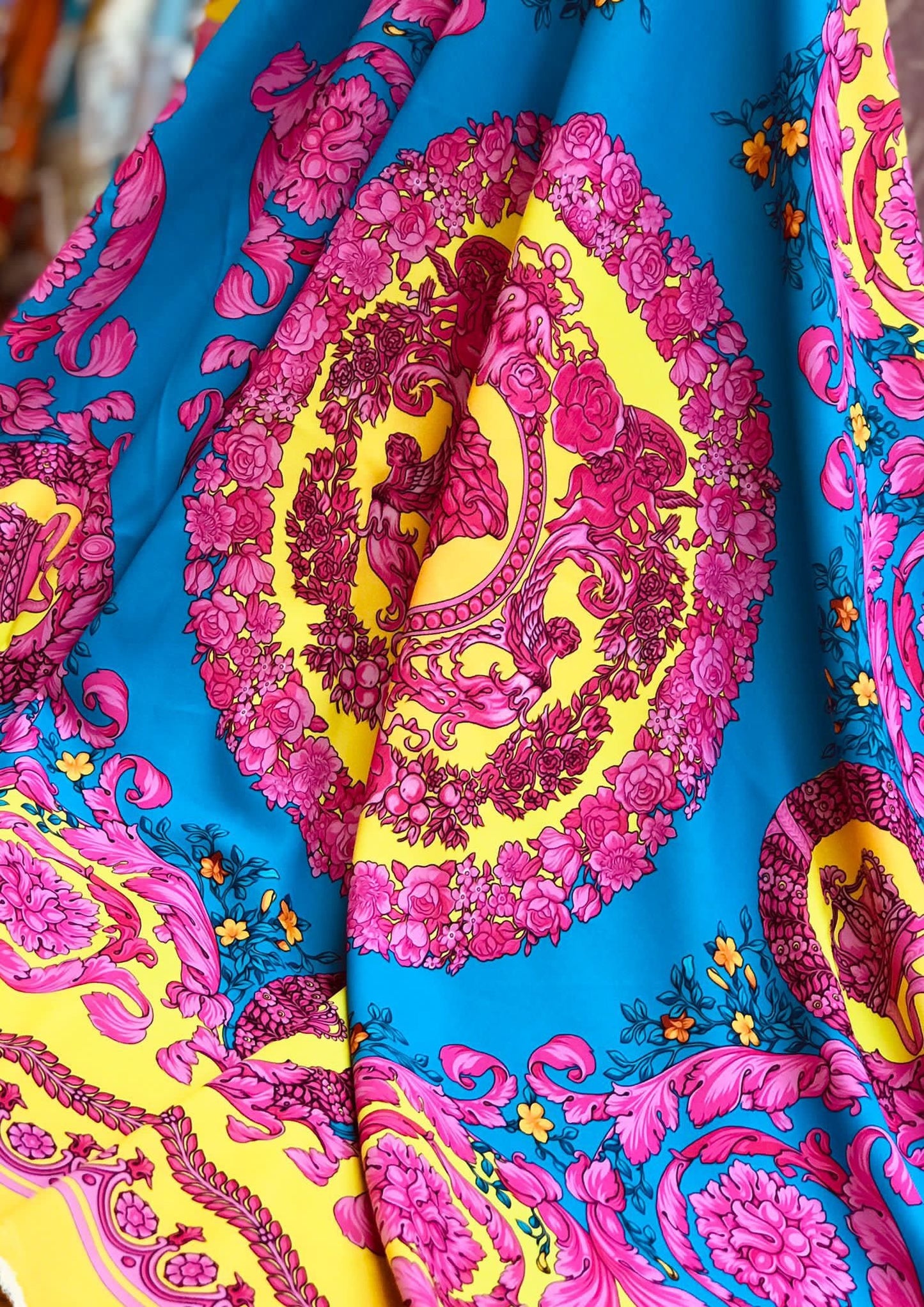 Pink Baroque Silky Fabric