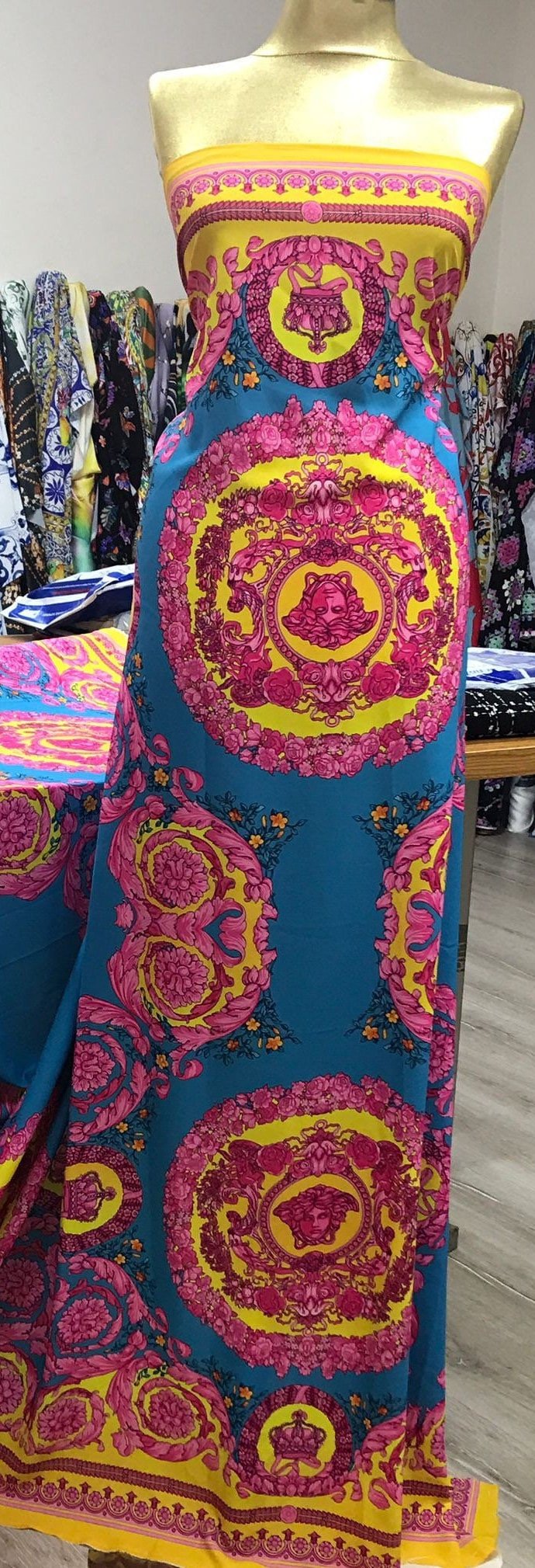 Pink Baroque Silky Fabric