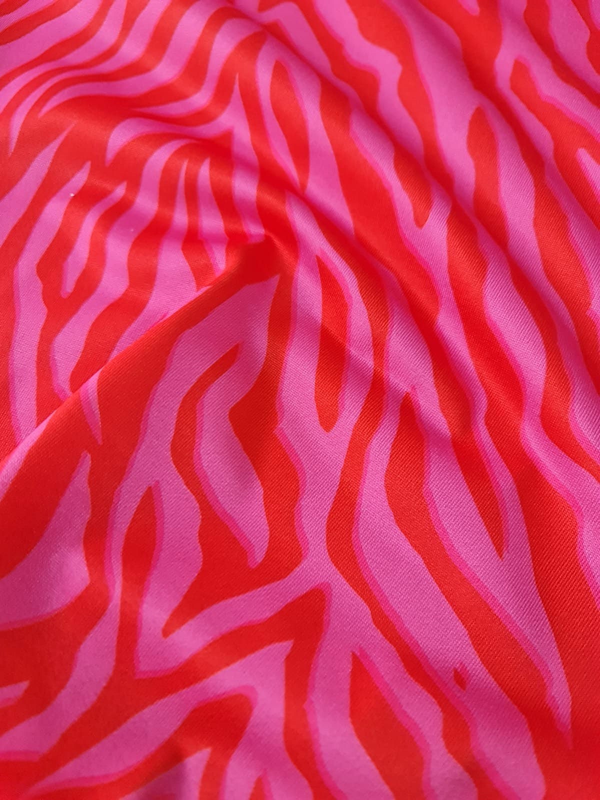 Red and Pink Patterned Tiger Striped Fabric