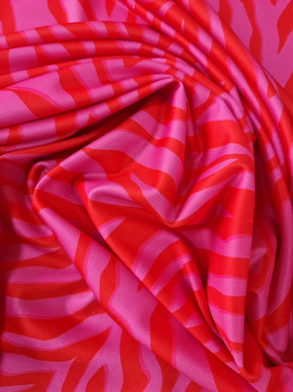 Red and Pink Patterned Tiger Striped Fabric