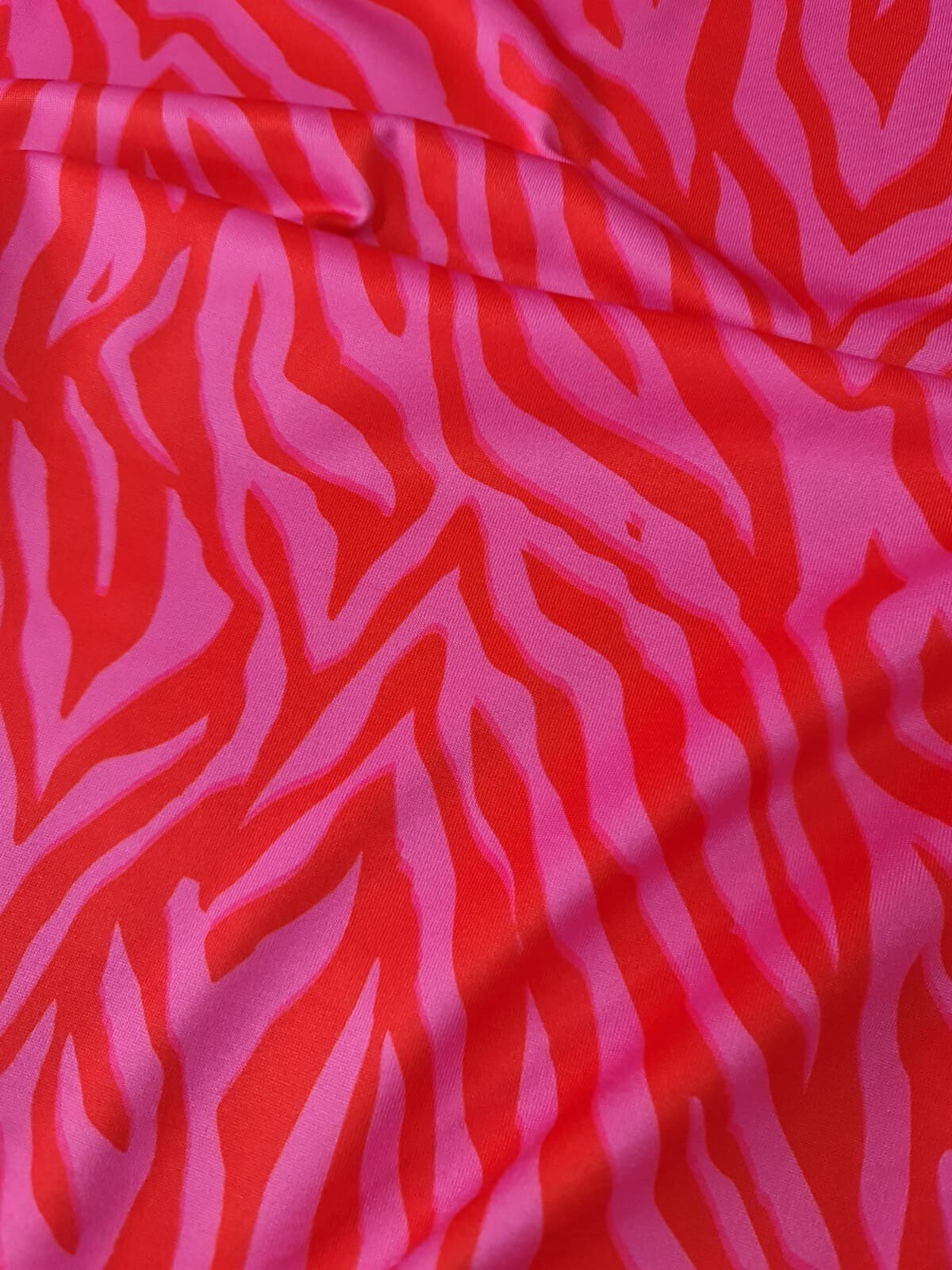 Red and Pink Patterned Tiger Striped Fabric