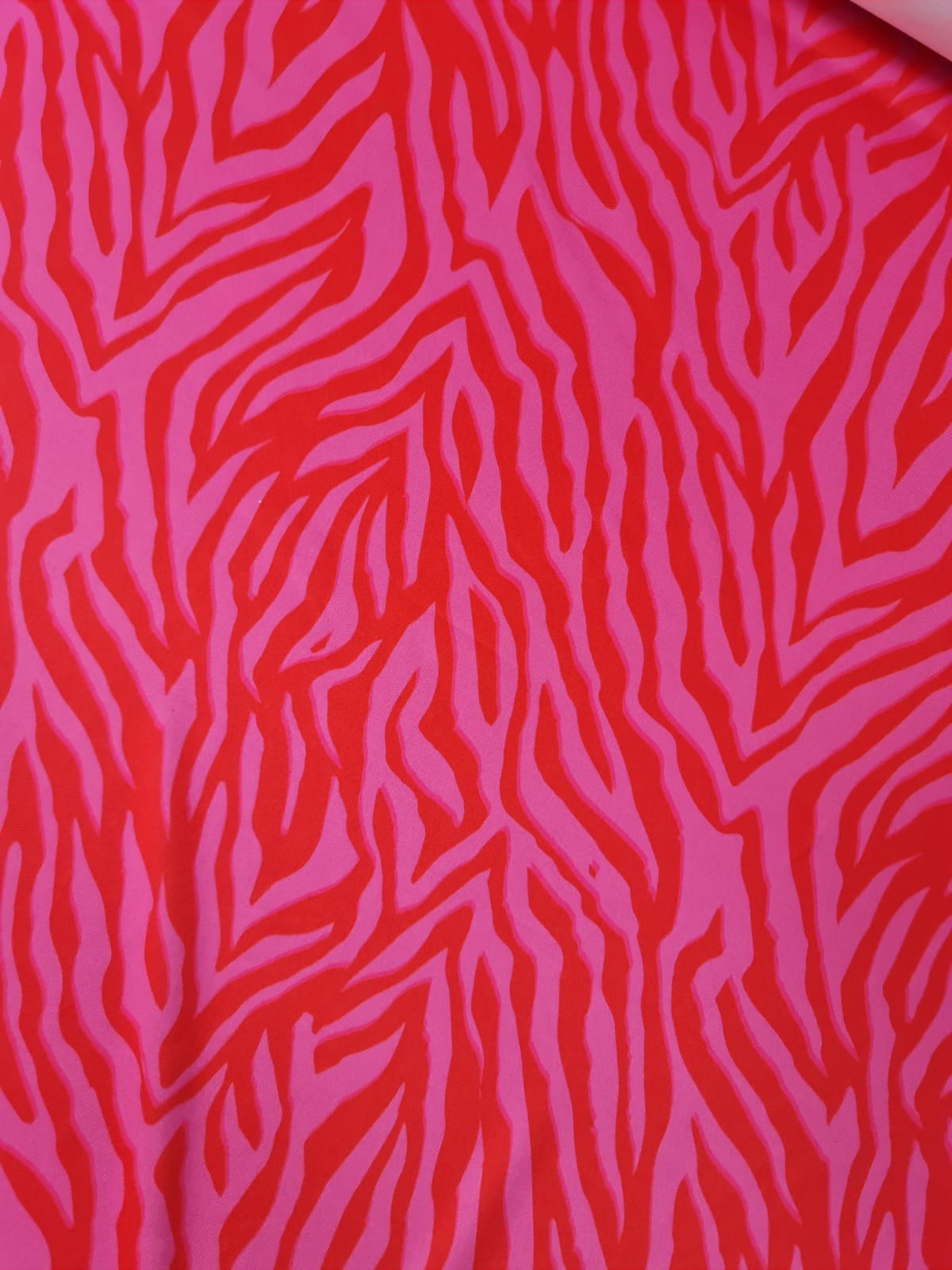 Red and Pink Patterned Tiger Striped Fabric