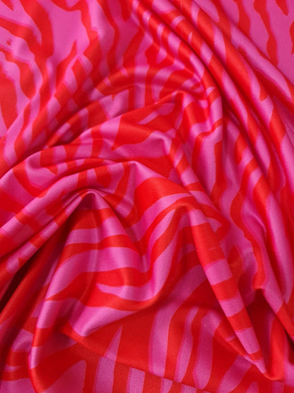 Red and Pink Patterned Tiger Striped Fabric