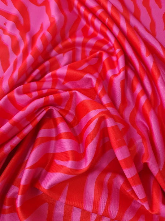 Red and Pink Patterned Tiger Striped Fabric