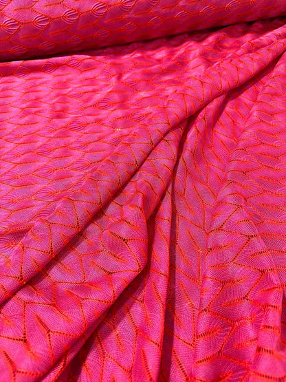 Pink and White Chevron Knit Jersey Fabric