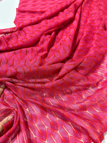 Pink and White Chevron Knit Jersey Fabric