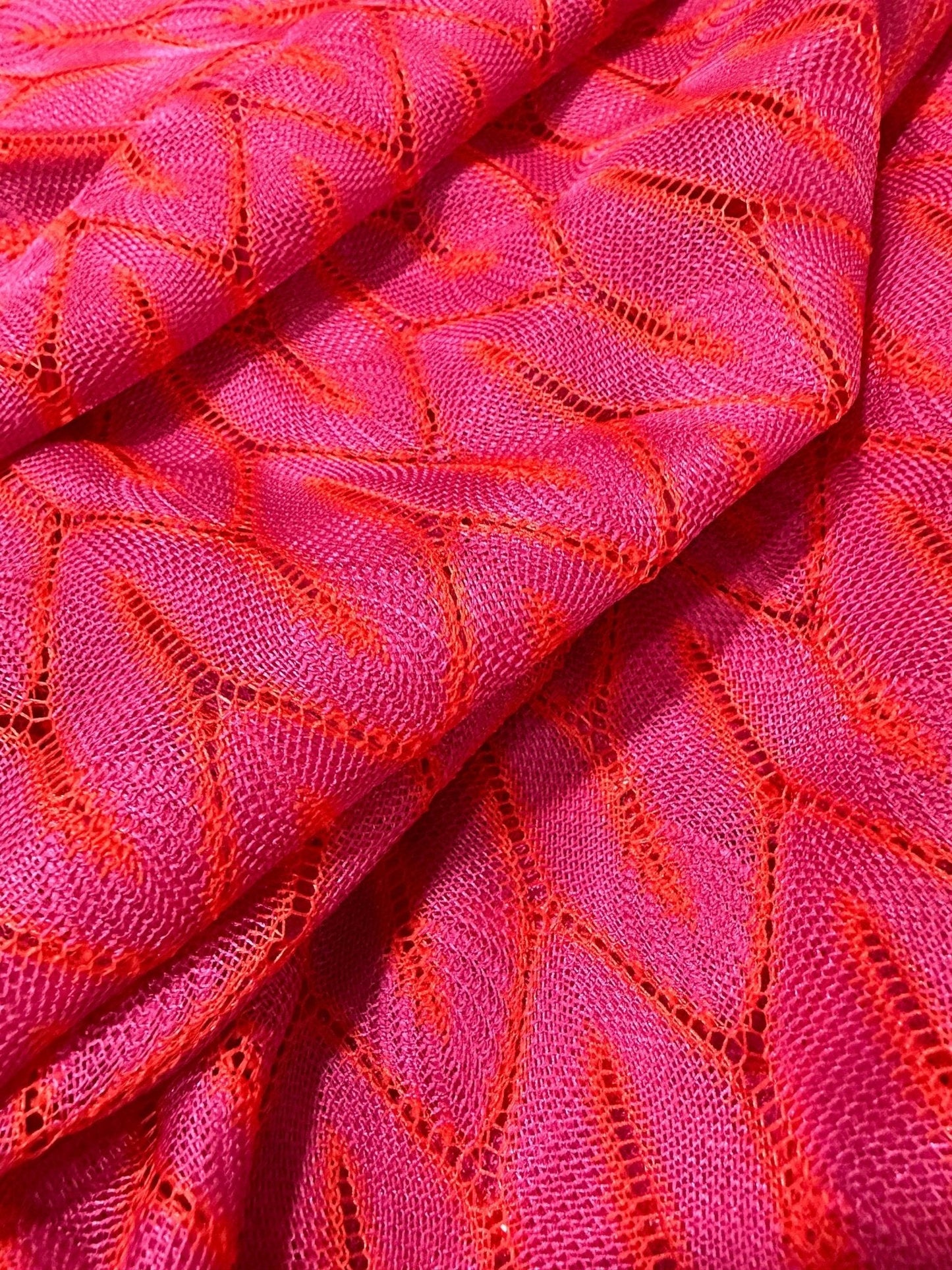 Pink and White Chevron Knit Jersey Fabric