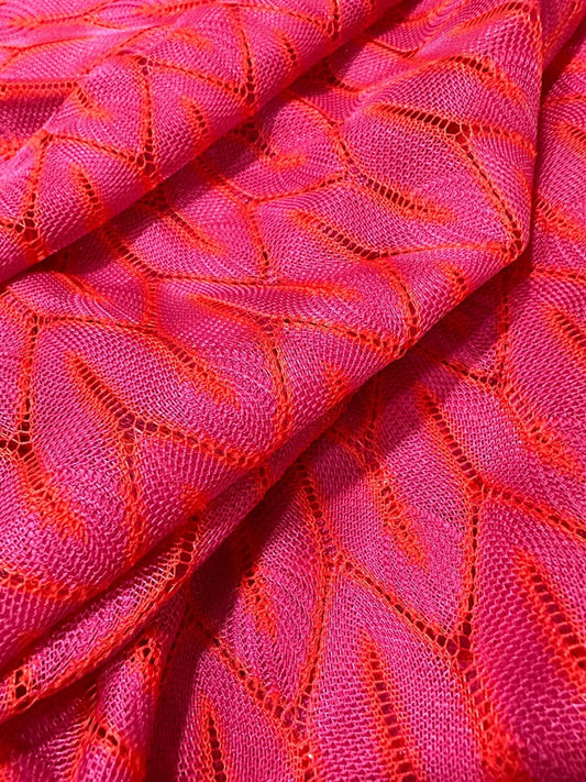 Pink and White Chevron Knit Jersey Fabric