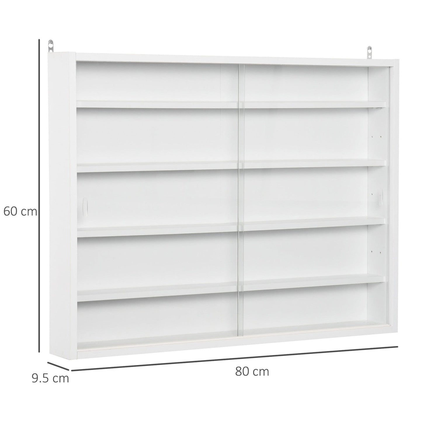Five-Tier Wall Display Cabinet With Glass Doors - White