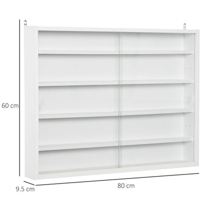 Five-Tier Wall Display Cabinet With Glass Doors - White