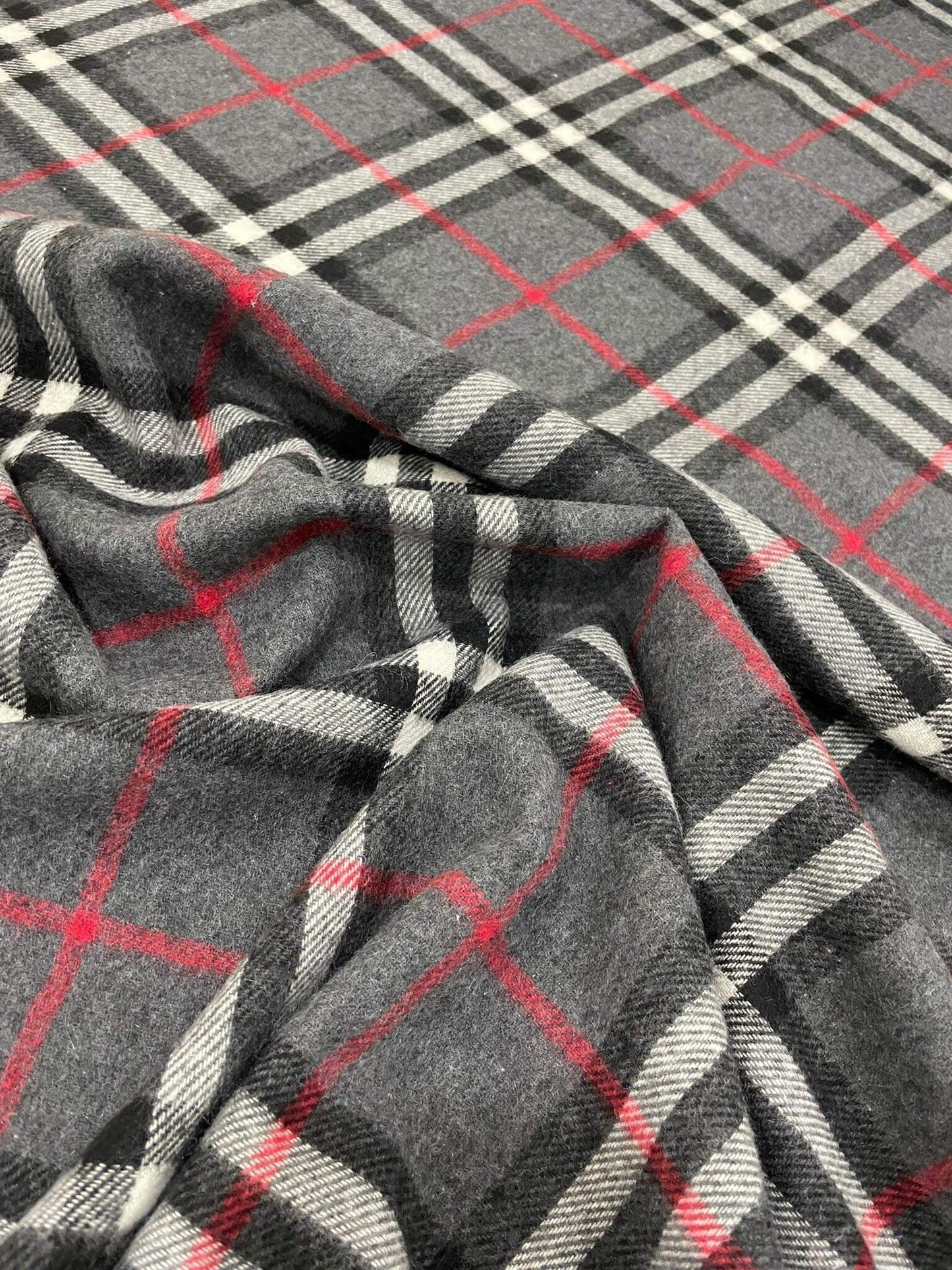 Gray Base Plaid Woolen Fabric