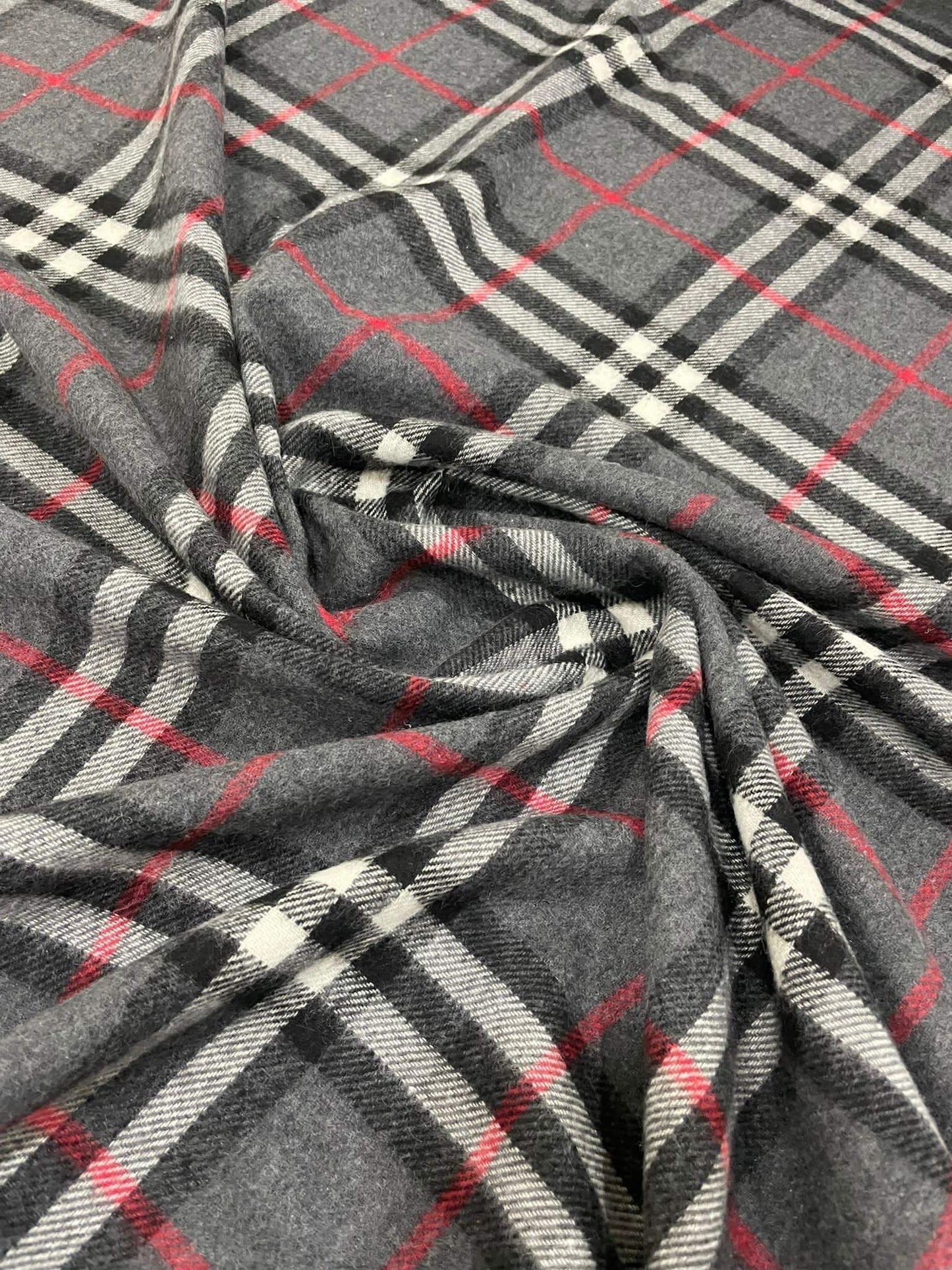 Gray Base Plaid Woolen Fabric