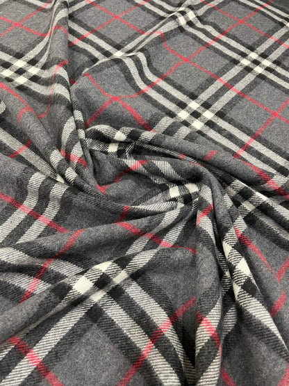 Gray Base Plaid Woolen Fabric