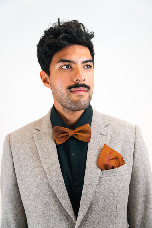 Rust colour Silk Bow Tie in 'Ember  floral print