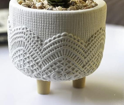 Artificial Succulent in a White Pot With Legs