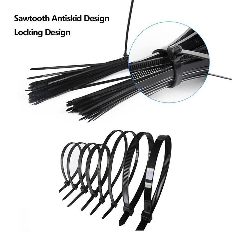 Pack of 100 Black Self Locking Cable Ties