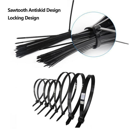 Pack of 100 Black Self Locking Cable Ties
