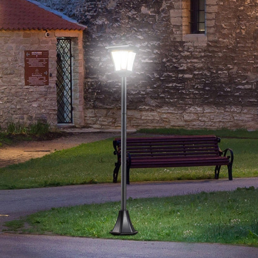 Outdoor Garden Solar Post Lamp Sensor Dimmable LED Lantern Bollard Pathway 1.6M Tall  Black