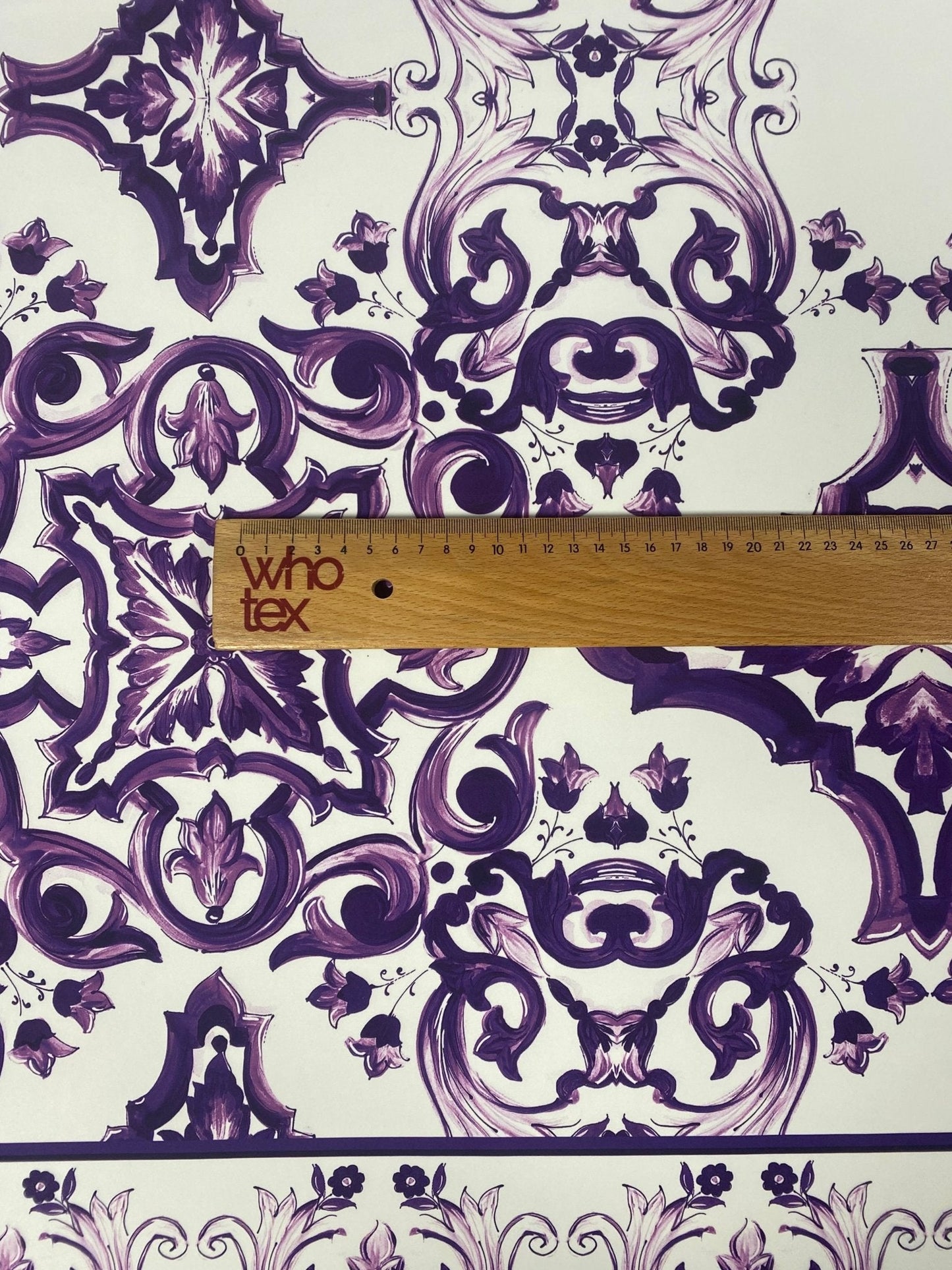 Purple Baroque Floral Pattern Fabric