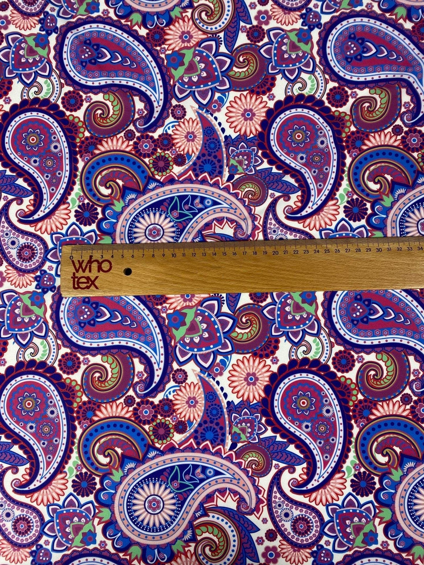 Purple Paisley Fabric – Fabric by Metre, Options: Satin, Crepe, Spandex, Chiffon