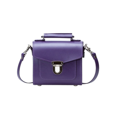 Handmade Leather Sugarcube Handbag - Purple