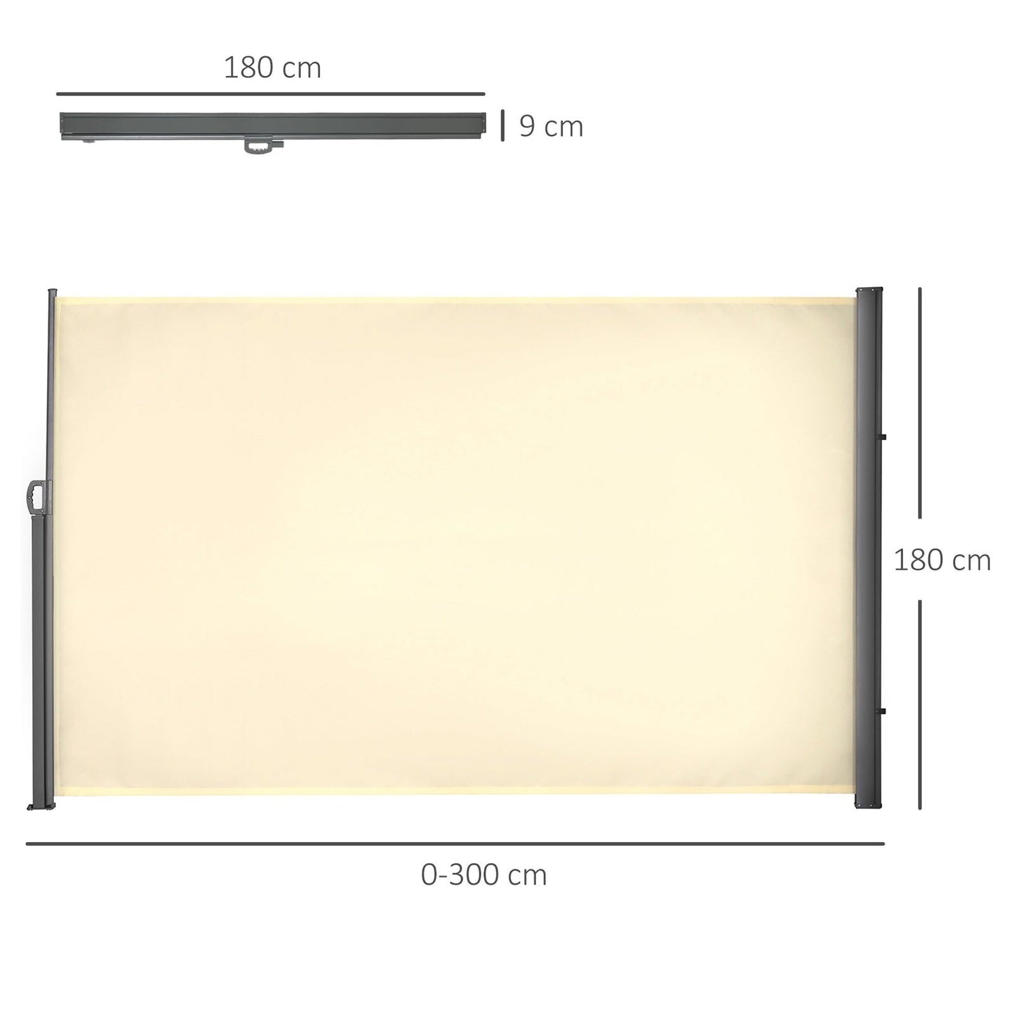 Retractable Sun Side Awning Screen Fence Patio Garden Wall Balcony Screening Panel Outdoor Blind Privacy Divider 3x1.8M