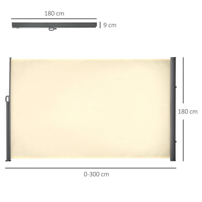 Retractable Sun Side Awning Screen Fence Patio Garden Wall Balcony Screening Panel Outdoor Blind Privacy Divider 3x1.8M
