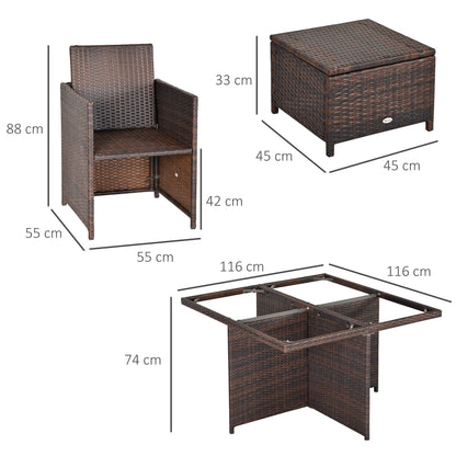 9-Pieces PE Rattan Cube Garden Furniture Set with Cushions