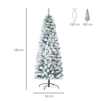 6FT Prelit Artificial Snow Flocked Christmas Tree with Warm White LED Light