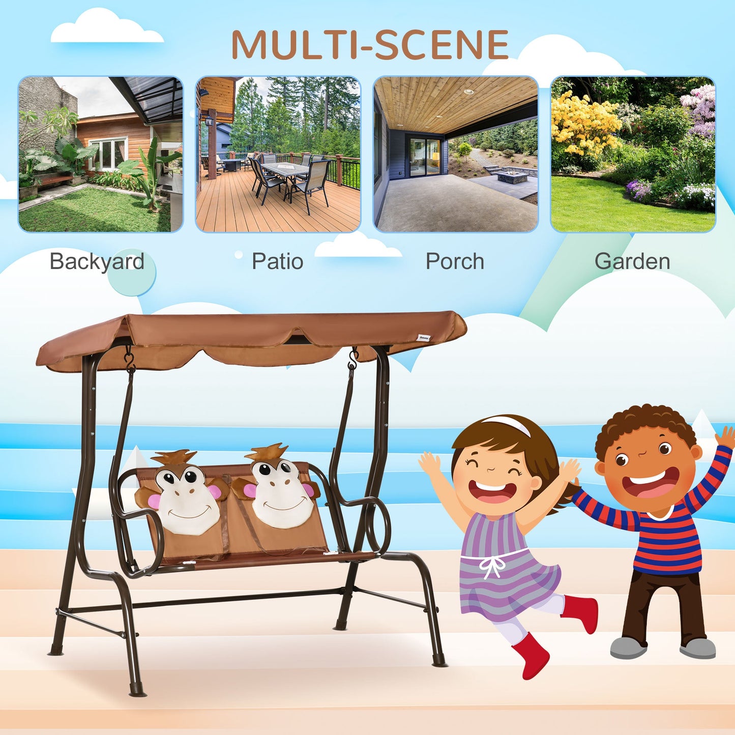 2 Seater Kids Garden Swing Seat