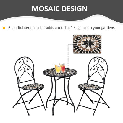 3-Piece Garden Bistro Set with Coffee Table and 2 Folding Chairs