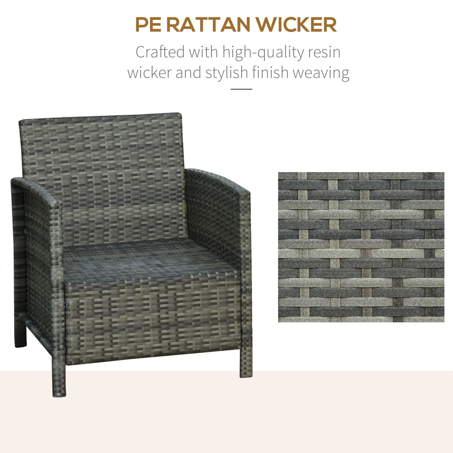 Outsunny 3 Pieces Pe Rattan Bistro Set