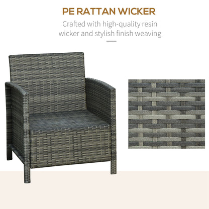 Outsunny 3 Pieces Pe Rattan Bistro Set