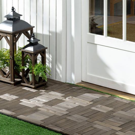 27-Piece Wooden Interlocking Decking Tiles