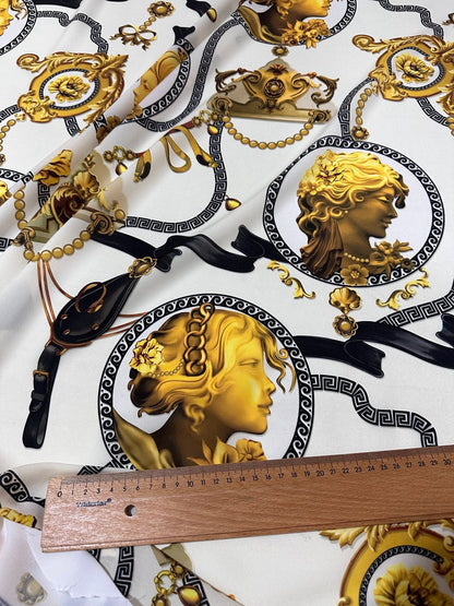 Queen and Rome Pattern Crepe Fabric