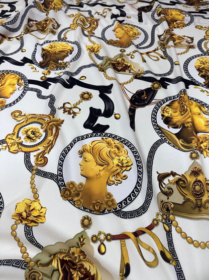 Queen and Rome Pattern Crepe Fabric