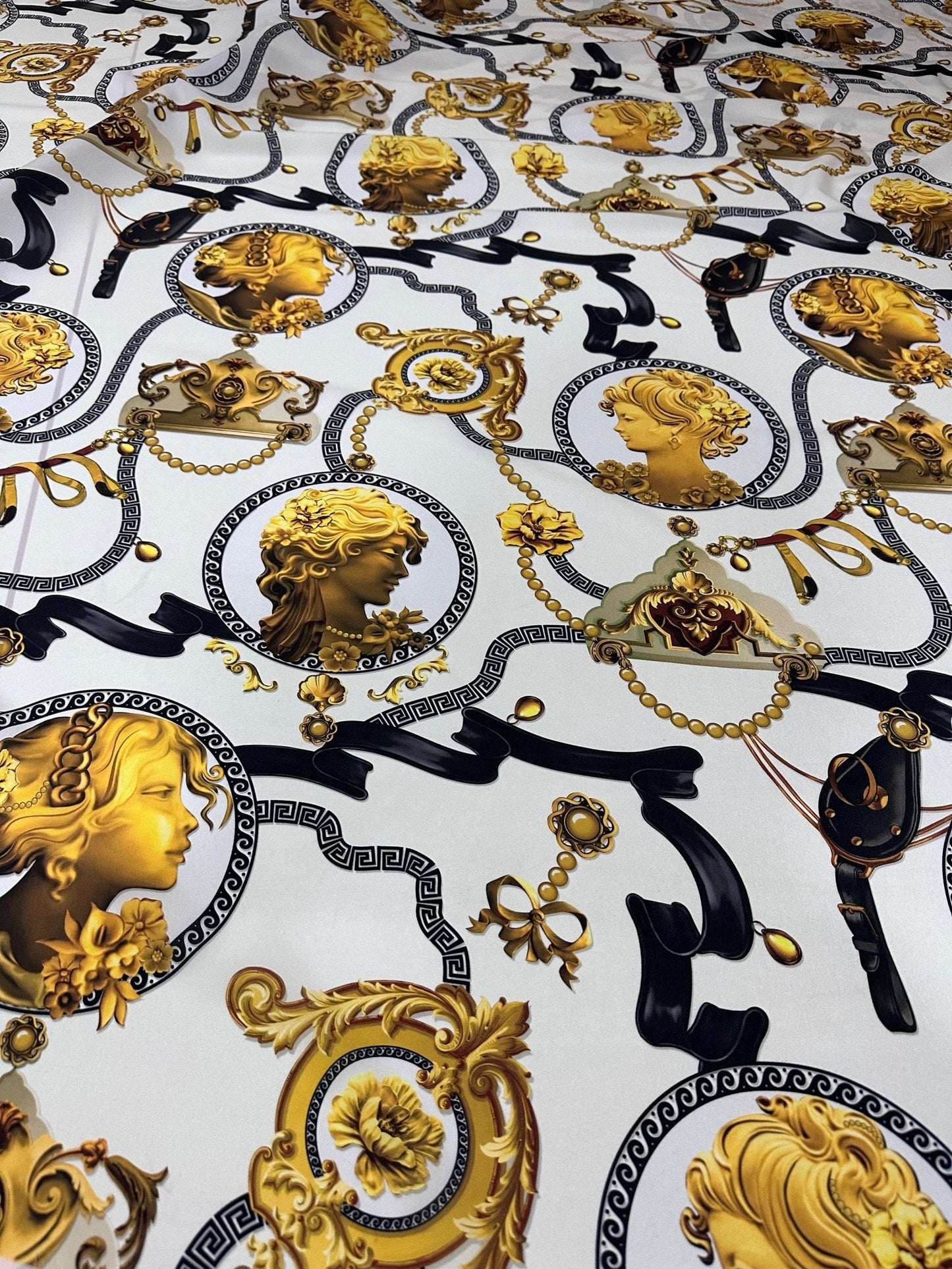 Queen and Rome Pattern Crepe Fabric