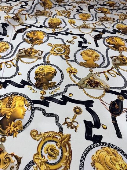 Queen and Rome Pattern Crepe Fabric