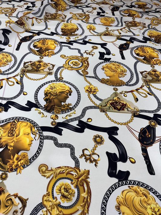 Queen and Rome Pattern Crepe Fabric