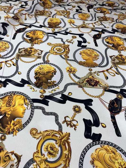 Queen and Rome Pattern Crepe Fabric