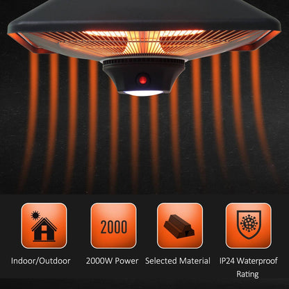 Outsunny Hanging Halogen Heater 2000 W-Black