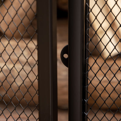 Homcom 3-Panel Metal Mesh Folding Fireplace Screen With Door Freestanding Spark Guard