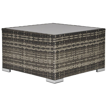 Square PE Wicker Rattan Table with Glass Top - Dark Grey