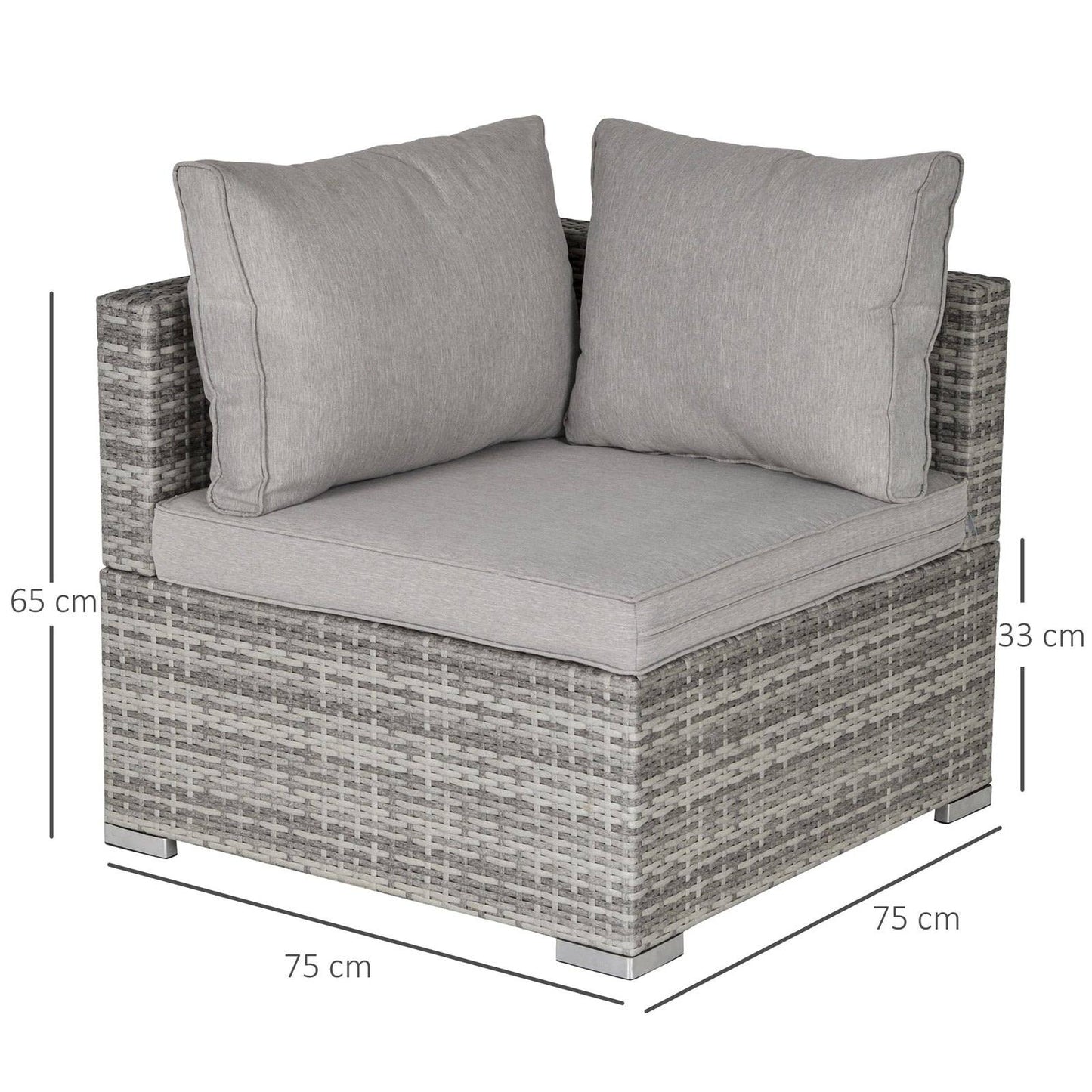PE Rattan Wicker Corner Sofa Garden Furniture Single Sofa Chair w/ Cushions