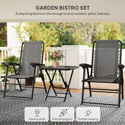 Outsunny 3 Pieces Folding Garden Bistro Set with Cup Holders