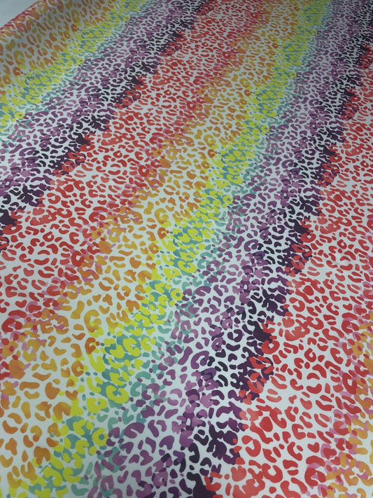Rainbow Leopard Print Spandex Fabric by the Metre