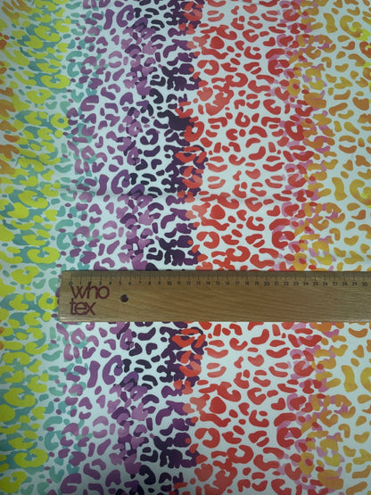 Rainbow Leopard Print Spandex Fabric by the Metre