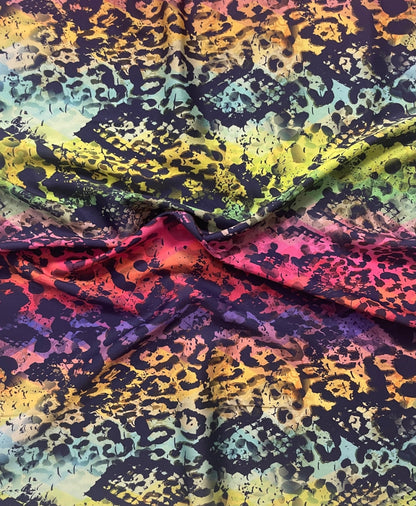 Rainbow Snake Print Fabric – Multicolour Animal Pattern by the Metre