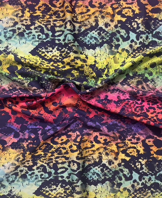 Rainbow Snake Print Fabric – Multicolour Animal Pattern by the Metre