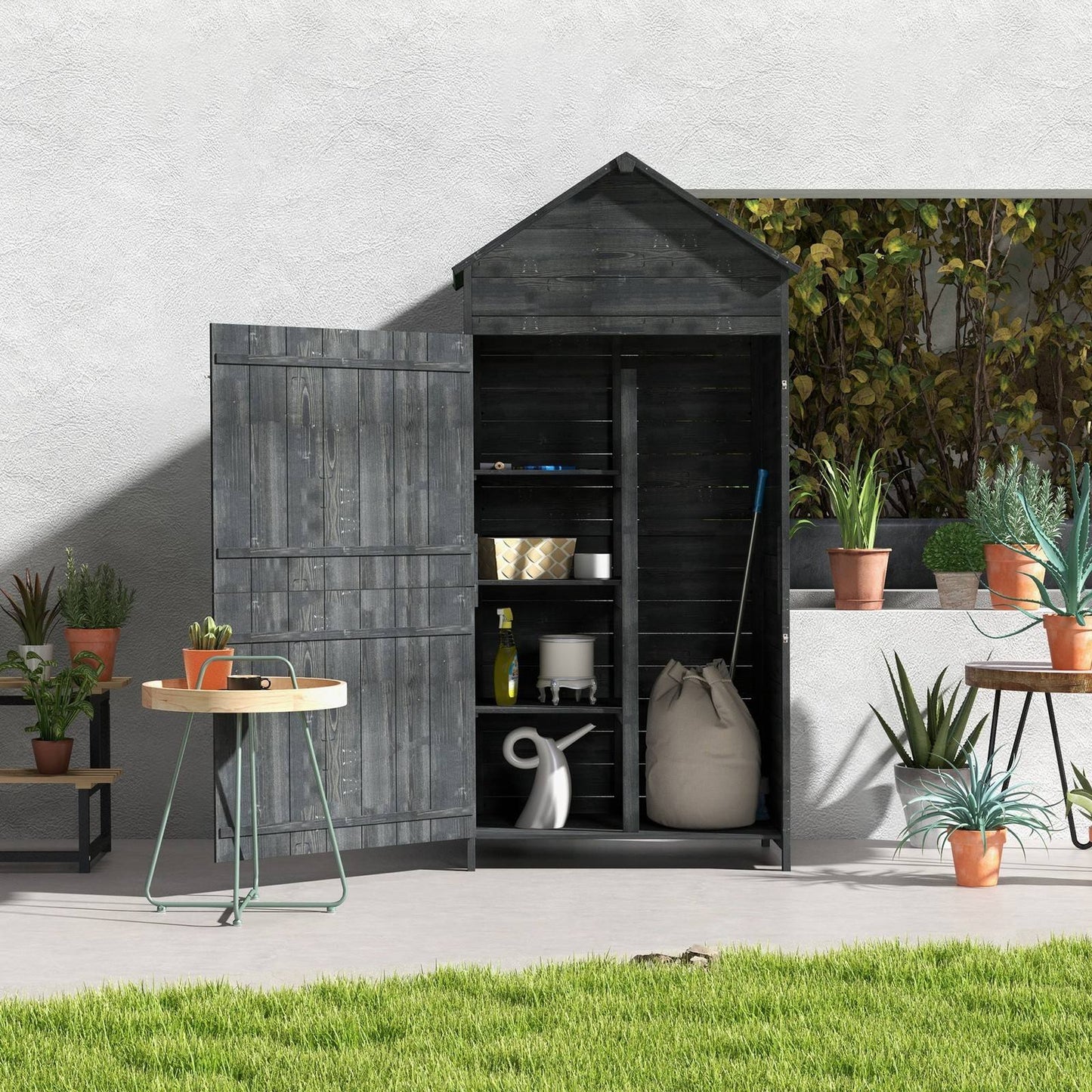 Rustica 188cm Barn Door Apex Garden Store Lockable Fir Wood Grey by Steadfast